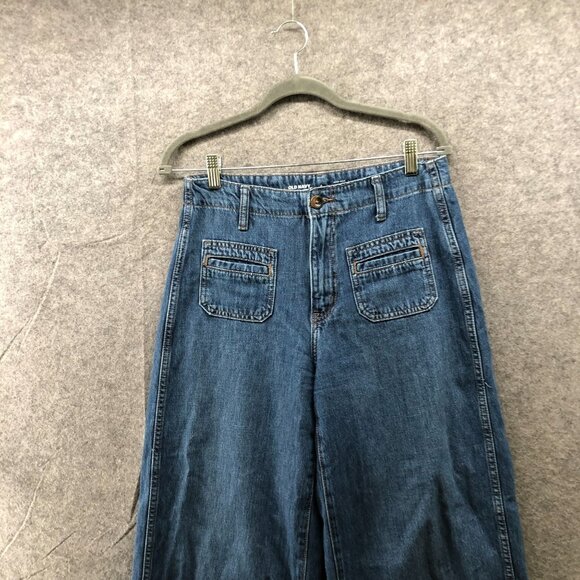 Old Navy Drapey High Rise Baggy Jeans Womens 4 Blue Cotton Wide Leg - Picture 3 of 10